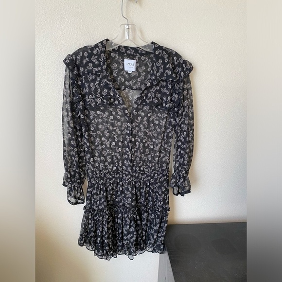 MISA Los Angeles Women's Vittoria Mini Dress M Black Floral Western Romantic - Picture 2 of 9